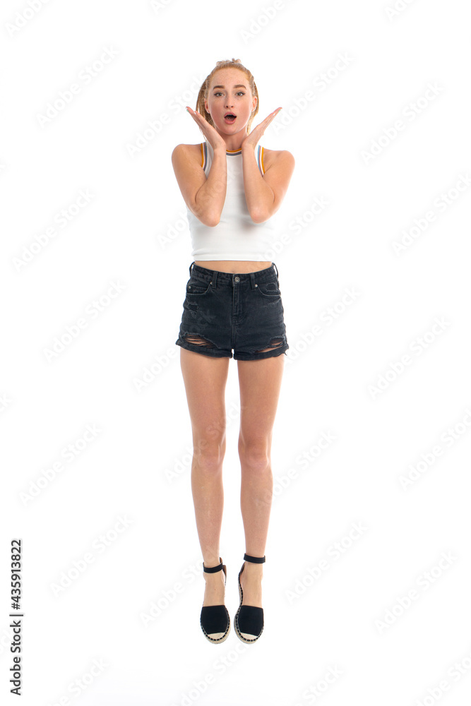 Young beautiful model posing and showing emotions in studio Young beautiful model posing and showing emotions in studio