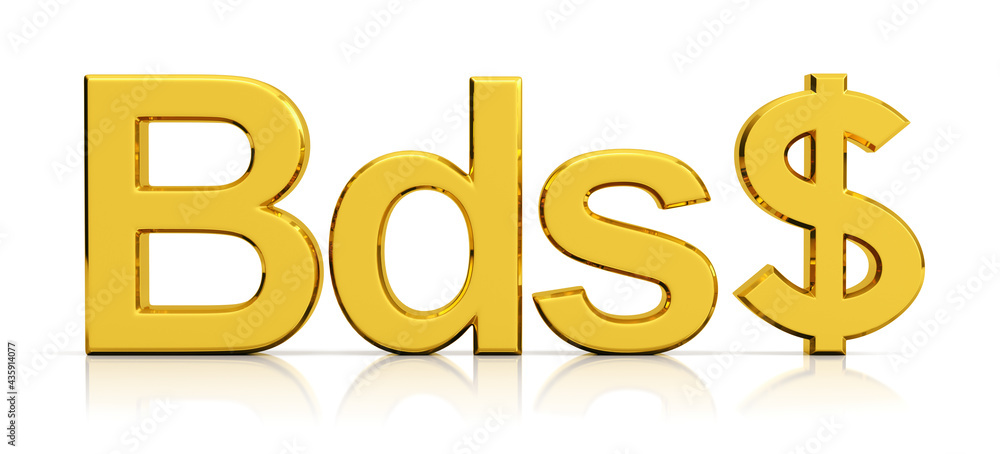 Barbados dollar symbol isolated on white background. Barbados dollar symbol isolated on white background.