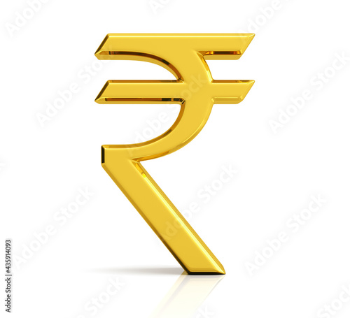 Cuadro en lienzo Golden rupee symbol isolated on white background.