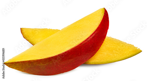 pieces of mango isolated on white background. exotic fruit. clipping path