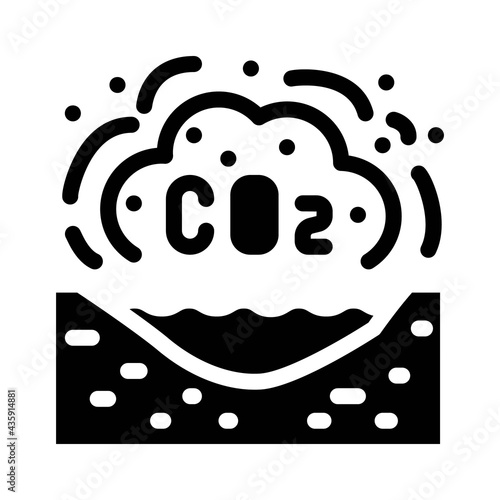 limnological disaster, emission of carbon dioxide in reservoir glyph icon vector. limnological disaster, emission of carbon dioxide in reservoir sign. isolated contour symbol black illustration