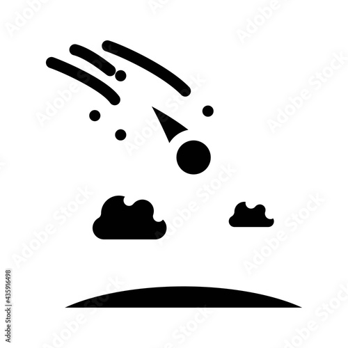 meteor falling disaster glyph icon vector. meteor falling disaster sign. isolated contour symbol black illustration