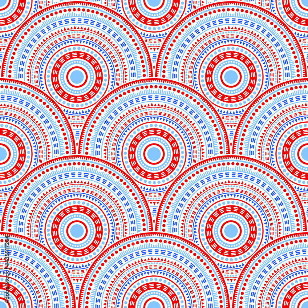 Chinese circle elements carpet design vector seamless pattern.