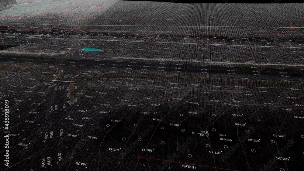 Digital terrain model of roadway area obtained from lidar scanning ...