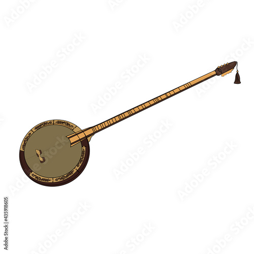 Turkish folklore musical instrument. Bağlama, isolated on white background.
