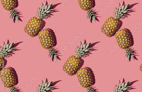 Pattern of pineapple on pink background