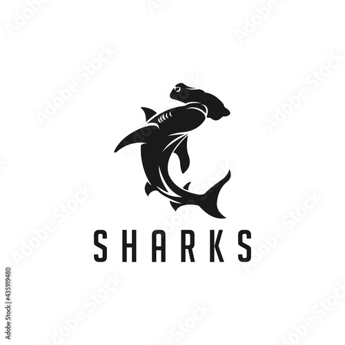 Silhouette Hammerhead Sharks Illustration Logo