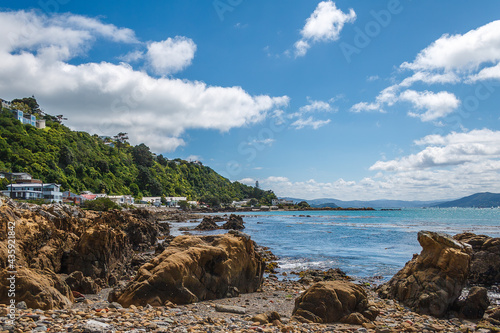 View of Worser Bay in Seatoun Wellington on a summer sunny day