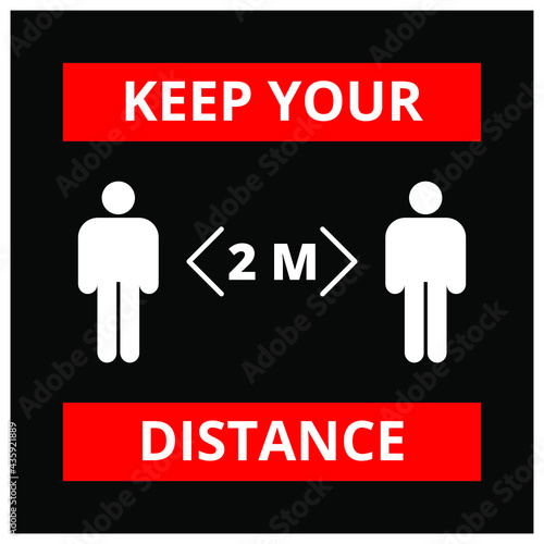 Keep social distance 2m. keep distance six feet vector eps.