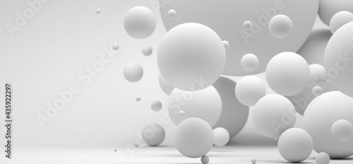 Fototapeta Naklejka Na Ścianę i Meble -  Abstract background with pink spheres with different sizes. Modern background design. 3d render