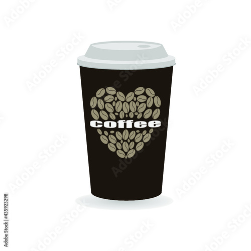 Coffee Cup - Mockup template for cafe, restaurant corporate identity design. Black, White, Brown Cardboard Coffee Cup Mockup. Vector template of disposable plastic and paper tableware for hot drinks