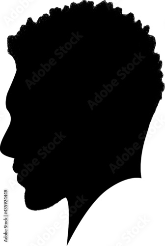 African American profile picture, Man from the side with afroharren. Black Men African American with Dreadlocks hairstyle, afro hair and beard. vector illustration realistic silhouette   photo