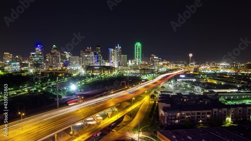Timelapse of downtown Dallas traffic at night
