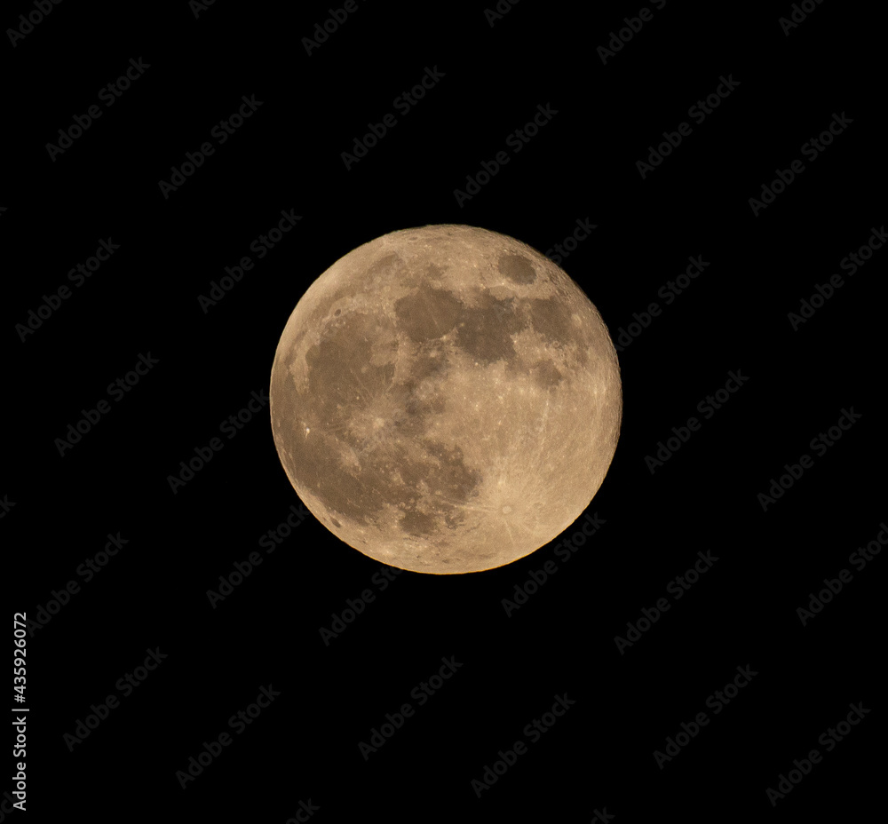 Fototapeta premium The Biggest Full Moon of 2021 with amazing details of the craters.