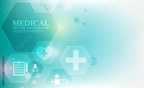 Geometric hexagon wallpaper.Medical vector background