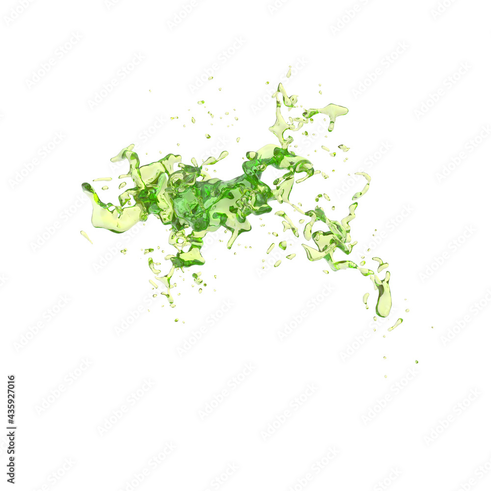 Obraz premium 3D illustration of realistic green energy drink splash