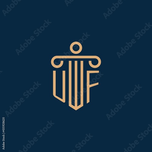 UF initial for law firm logo, lawyer logo with pillar