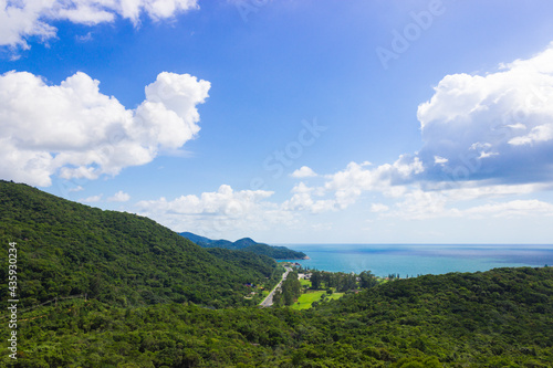 Tropical beach landscape. Meia praia beach in Itapema city. Santa Catarina state.