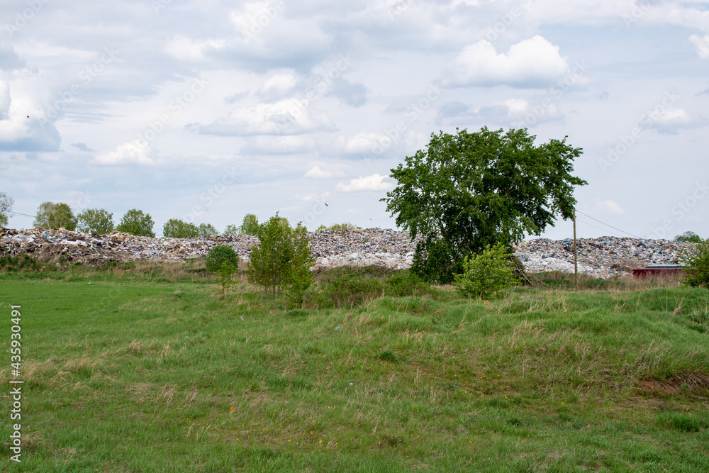 landfill of household garbage in nature.environmental disaster.