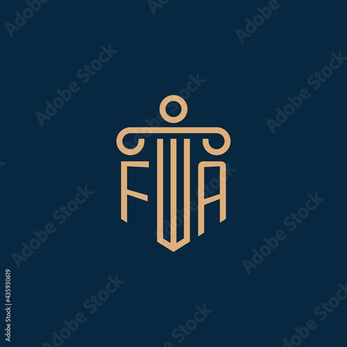 FA initial for law firm logo, lawyer logo with pillar