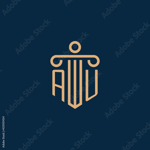 AU initial for law firm logo, lawyer logo with pillar