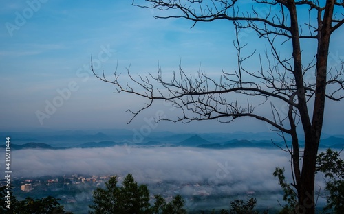 View point to view the morning mist at Phu Bo Bit, Loei Province, Thailand