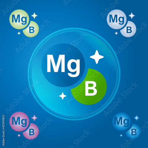 Complex of vitamins magnesium and vitamin B vector icon. Mineral complex to improve metabolism