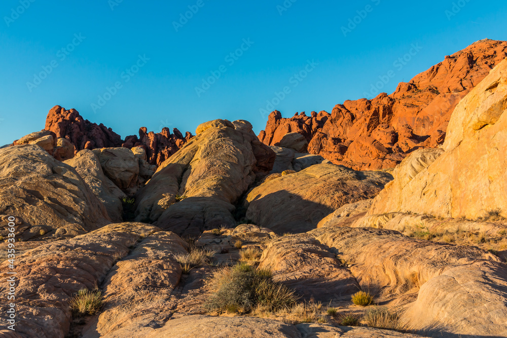 Domes and Towers Formed by Erosion In The Slick Rock Formations of Fire Valley, Valley of Fire State Park, Nevada, USA Domes and Towers Formed by Erosion In The Slick Rock Formations of Fire Valley, Valley of Fire State Park, Nevada, USA