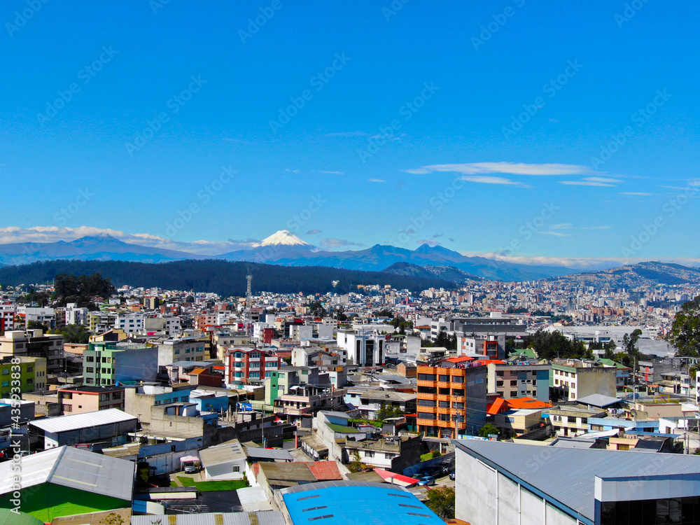 Quito capital city of Ecuador with Cotopaxi volcano