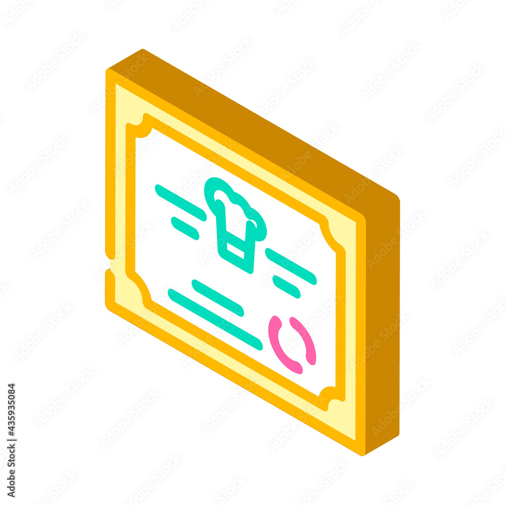 diploma cooking courses isometric icon vector. diploma cooking courses sign. isolated symbol illustration diploma cooking courses isometric icon vector. diploma cooking courses sign. isolated symbol illustration