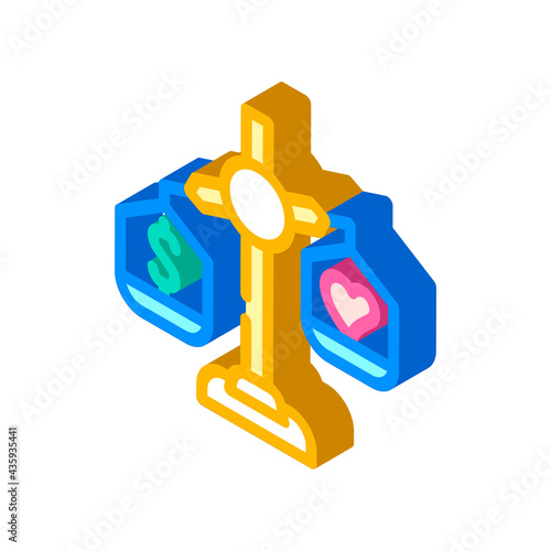 choosing between conscience and money isometric icon vector. choosing between conscience and money sign. isolated symbol illustration