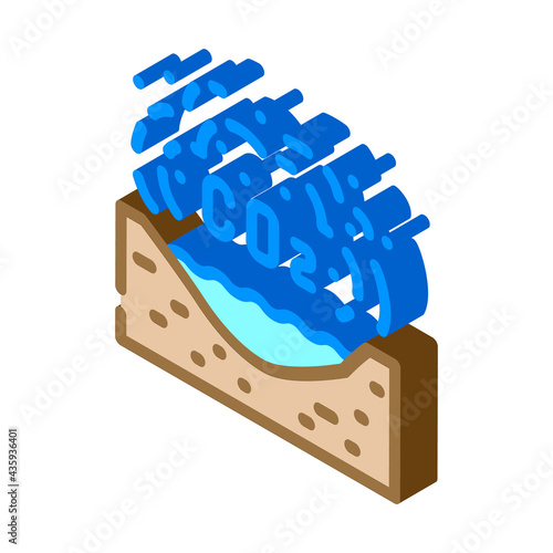 limnological disaster, emission of carbon dioxide in reservoir isometric icon vector. limnological disaster, emission of carbon dioxide in reservoir sign. isolated symbol illustration
