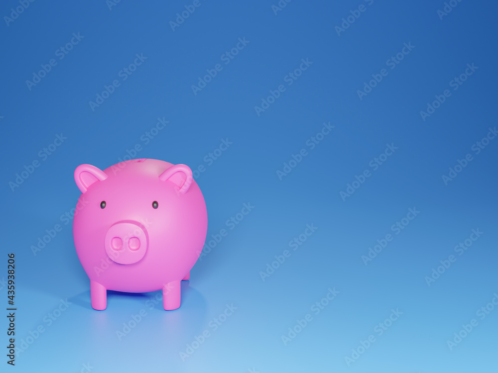 Pig piggy bank for saving money, 3d rendered illustration.