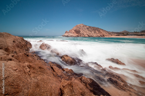 Blured waves in Playa Santa Maria in Los Cabos, BCS, Mexico photo