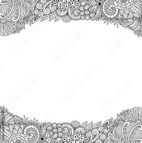 frame; doodle; background; stamp; wallpaper; hand drawn; black and white; line; scroll; vector; contour; engraving; engraved; border; board; annoucement; card; certificate; mandala; illustration; draw