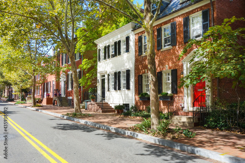 Historical Georgetown street in springtime - Washington D.C. United States photo