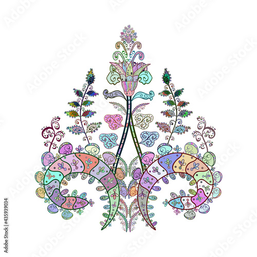 pattern with interesting doodles on colorfil background. Vector illustration.