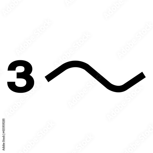 Three Phase Power Symbol Sign Isolate On White Background
