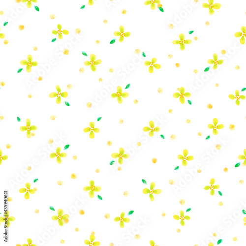 Yellow Floral Watercolor Seamless Pattern