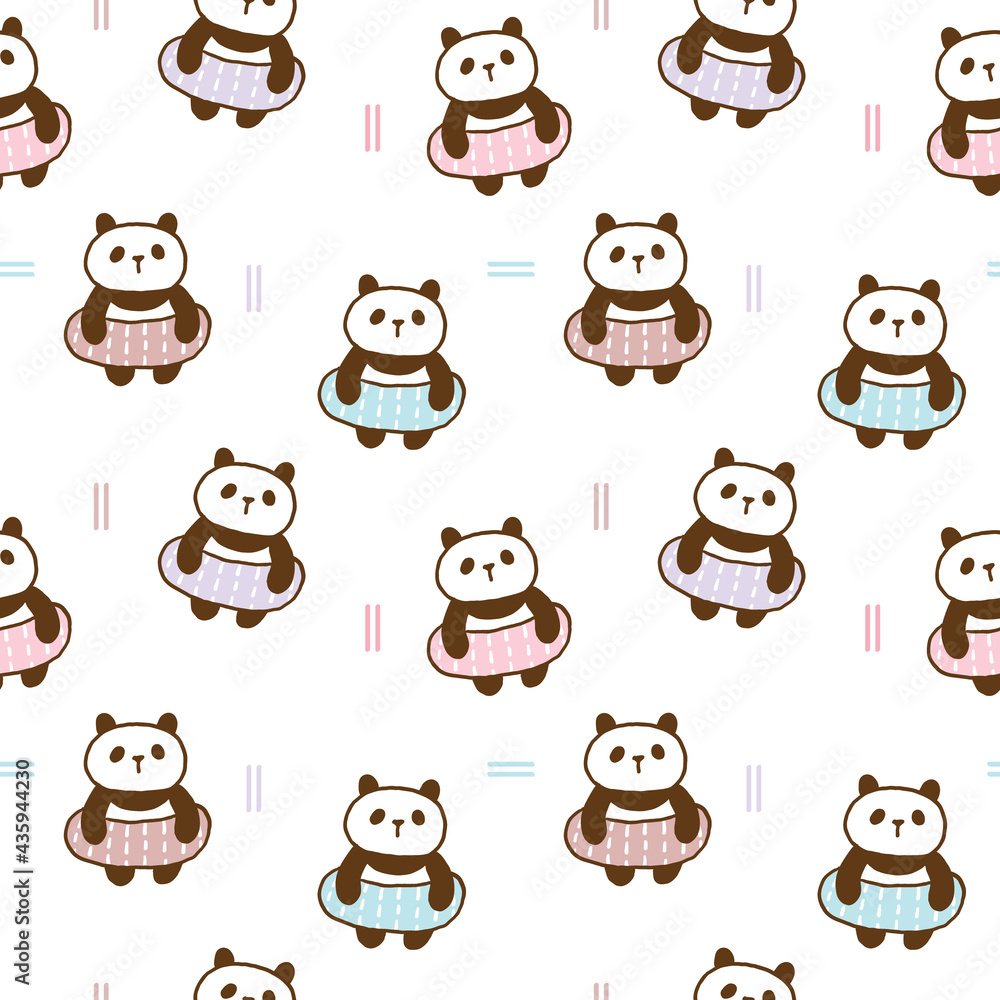 Obraz premium Seamless Pattern with Cartoon Panda Design on White Background