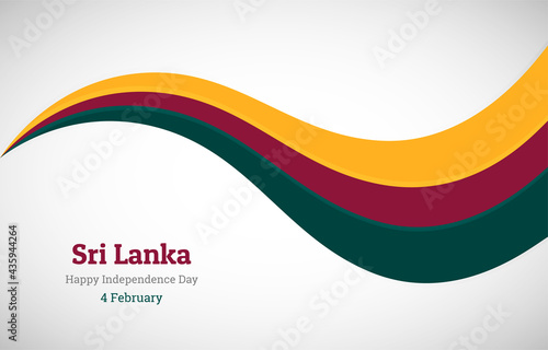 Abstract shiny Sri Lanka wavy flag background. Happy independence day of Sri Lanka with creative vector illustration