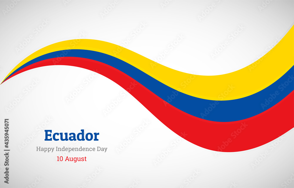 Abstract shiny Ecuador wavy flag background. Happy independence day of Ecuador with creative vector illustration Abstract shiny Ecuador wavy flag background. Happy independence day of Ecuador with creative vector illustration