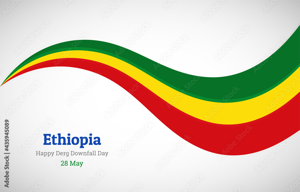 Abstract shiny Ethiopia wavy flag background. Happy derg downfall day of Ethiopia with creative vector illustration Abstract shiny Ethiopia wavy flag background. Happy derg downfall day of Ethiopia with creative vector illustration
