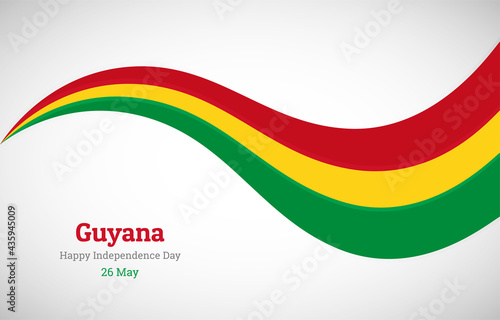 Abstract shiny Guyana wavy flag background. Happy independence day of Guyana with creative vector illustration