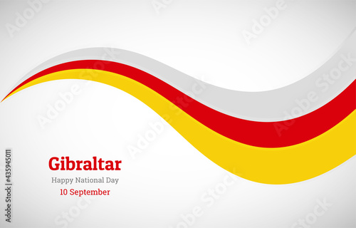 Abstract shiny Gibraltar wavy flag background. Happy national day of Gibraltar with creative vector illustration