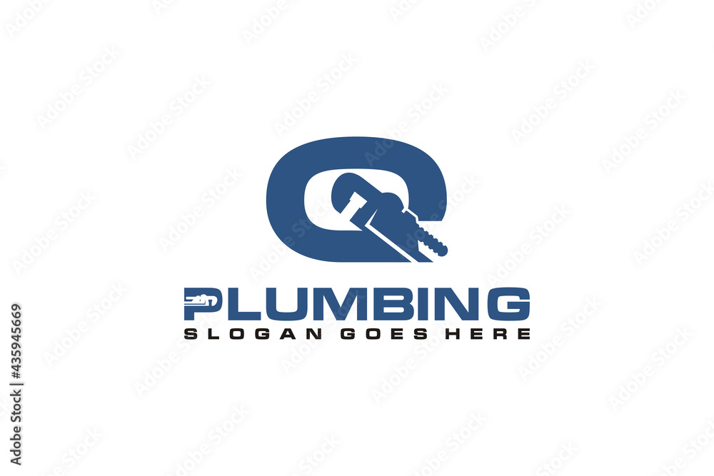Q Initial for Plumbing Service Logo Template, Water Service Logo icon vector. Q Initial for Plumbing Service Logo Template, Water Service Logo icon vector.