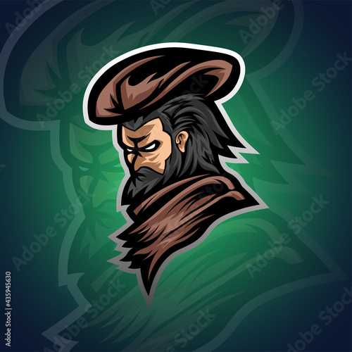 Vector Illustration cowboy brown hat logo mascot, suitable for your team logo in the field of esports, and it could also be for T-shirts, tattoo, services, etc. © DgtlSeptianSrvc