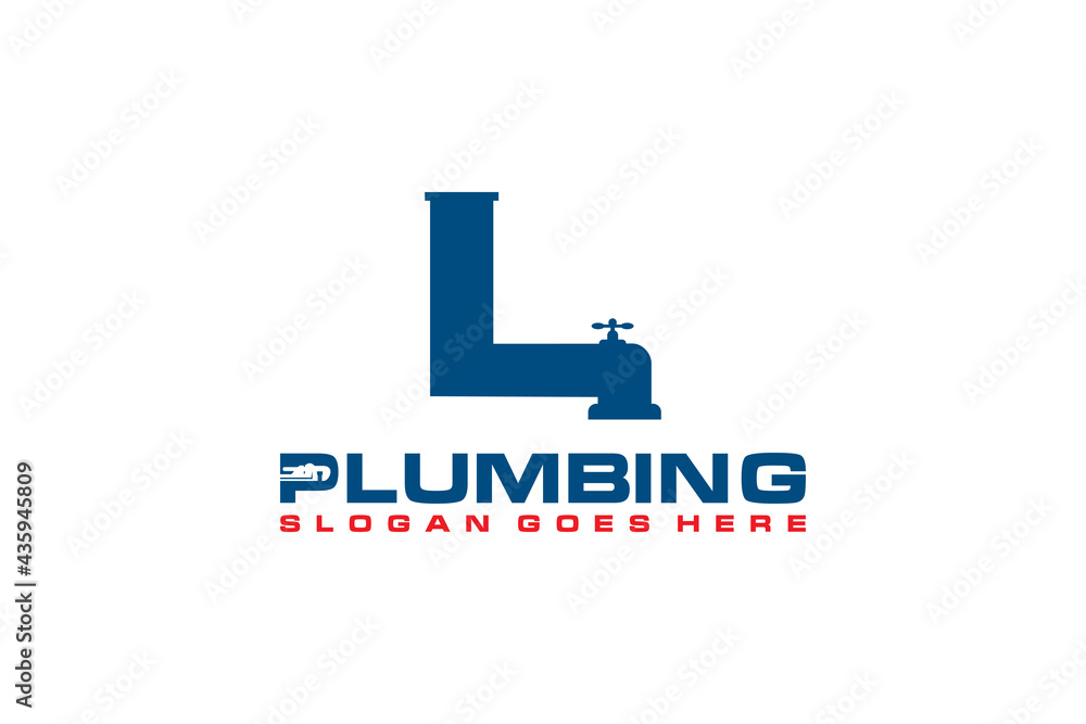 L Initial for Plumbing Service Logo Template, Water Service Logo icon vector.