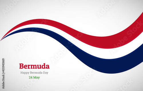 Abstract shiny Bermuda wavy flag background. Happy Bermuda day with creative vector illustration