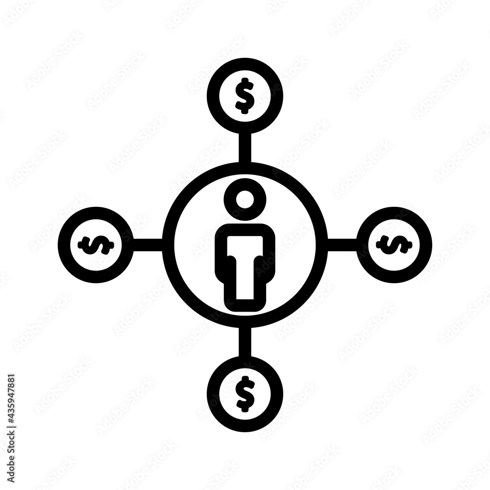 People line icon with dollar. Business symbol. simple illustration. Editable stroke. Design template vector People line icon with dollar. Business symbol. simple illustration. Editable stroke. Design template vector